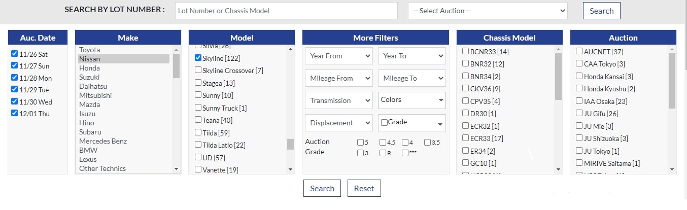 Live Auction Search Tool